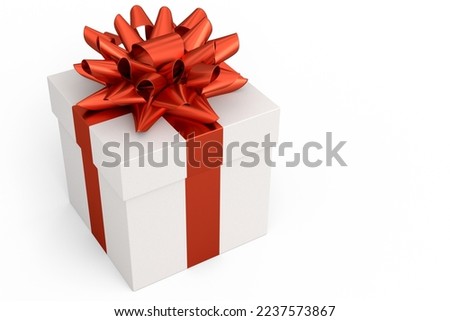 Gift boxes with ribbon and bow isolated on white background. 3d render concept of greeting design Birthday, Christmas, Black friday, New Year. 3D Illustration