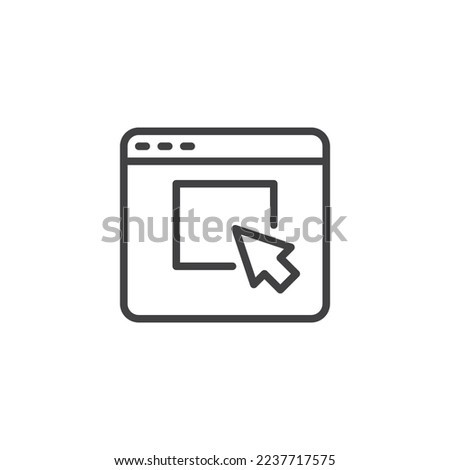 Webpage and cursor line icon. linear style sign for mobile concept and web design. Website page outline vector icon. Symbol, logo illustration. Vector graphics