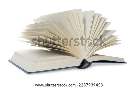 Open book with hard cover isolated on white
