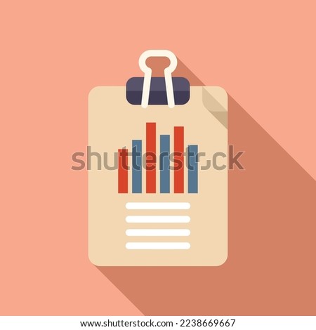 Clipboard chart icon flat vector. Finance page. Document report