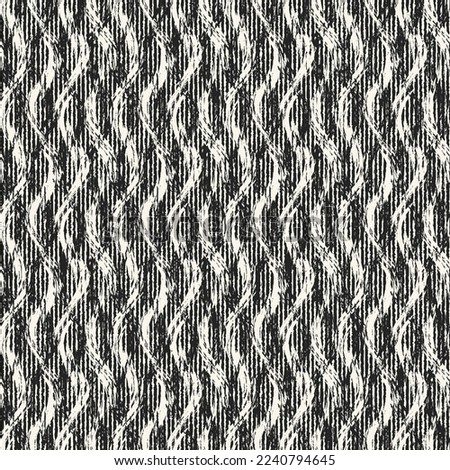 Monochrome Distressed Knit Textured Wavy Pattern