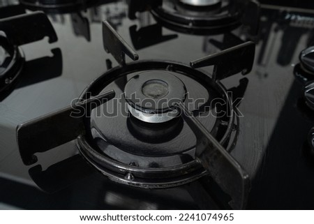 Cooking gas stove. Gas ring on a cooktop. Cooker hob in the kitchen.