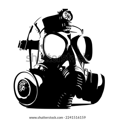 Gas mask, side view on a white background. Gas mask flat vector illustration.