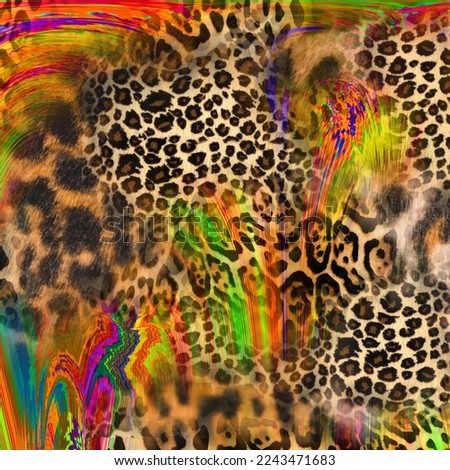 combination of colorful  graphic geometic leopard snake tiger textures textile collage pattern
