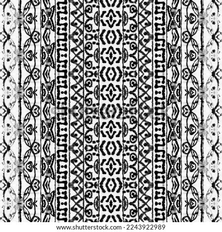 Simple Bohemian Pattern. Gray Colour Ikat Doodle Textile. Doodle Wavy Batik. Abstract Ikat Scribble Repeat. Black Color Ethnic Dyed Batik. Seamless Stripe Ink Pattern. Tribal Ink Scribble Brush.
