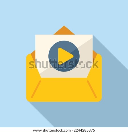 Video course mail icon flat vector. Distance study. Online class