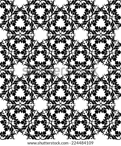 seamless black floral  pattern on a white background