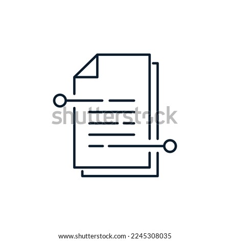 The concept of content writing, copyright, contract terms, template text. Vector icon isolated on white background.