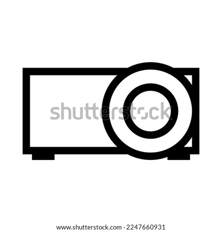 Projector icon line isolated on white background. Black flat thin icon on modern outline style. Linear symbol and editable stroke. Simple and pixel perfect stroke vector illustration