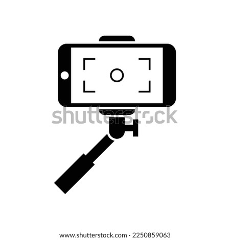Selfie stick with mobile or cell phone icon design. isolated on white background. vector illustration