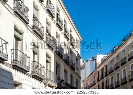 Old residential building in central Madrid. Real estate, renovation and maintenance concepts