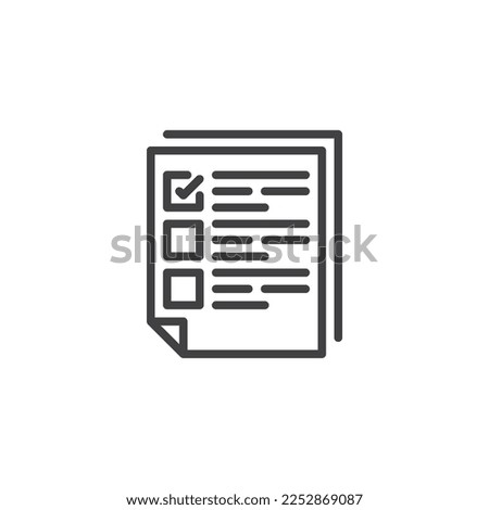 Survey form line icon. linear style sign for mobile concept and web design. Checklist document outline vector icon. Symbol, logo illustration. Vector graphics
