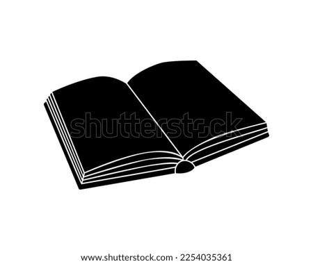Open book silhouette. Education symbol. Book silhouette. Bookstore, library icon. Vector illustration
