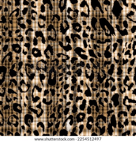 Leopard animal skin Jaguar Panther seamless motif pattern illustration. Fabric motif texture repeated. Wild Safari element Panther in vintage brown color background.
