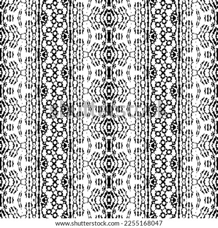Ethnic Stripe Dark Pattern. Simple Ethnic Boho Vector. Seamless Ikat Dark Print. Black Colour Art Scribble Textile. Black Color Geometric Pattern. Native Ink Doodle Batik. Seamless Art Tribal Repeat