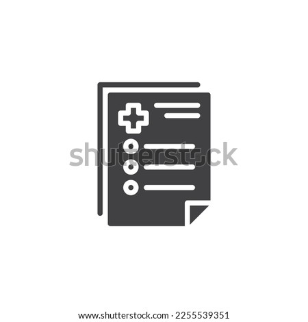 Medical prescription vector icon. filled flat sign for mobile concept and web design. Medical record glyph icon. Symbol, logo illustration. Vector graphics