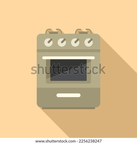 Stove cooker icon flat vector. Gas cooking. Kitchen pot