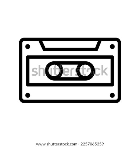 Cassette icon line isolated on white background. Black flat thin icon on modern outline style. Linear symbol and editable stroke. Simple and pixel perfect stroke illustration