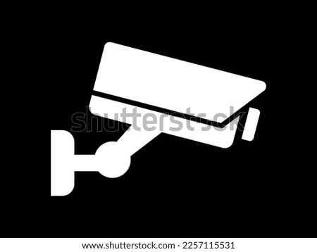 Security camera icon on black, video surveillance, cctv sign. Surveillance camera,monitoring, safety home protection system. Fixed CCTV, Security Camera Icon Vector Template Illustration Design. 