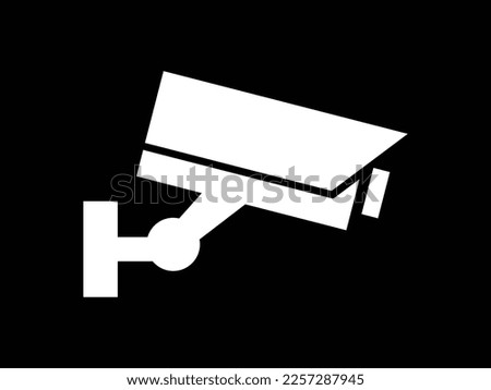 Security camera icon on black, video surveillance, cctv sign. Surveillance camera,monitoring, safety home protection system. Fixed CCTV, Security Camera Icon Vector Template Illustration Design. 