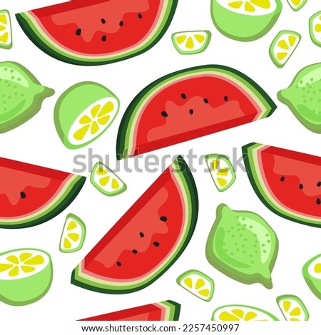 Watermelon lime seamless pattern on white background EPS 10