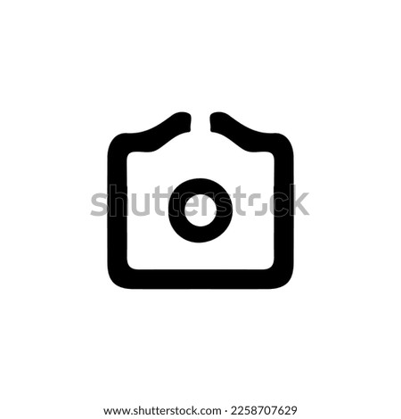 Attachment button. Photo camera icon. Simple style photo exhibition poster background symbol. Photo camera brand logo design element. Photo camera t-shirt printing. vector for sticker.