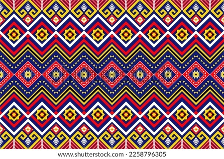 Ethnic Geometric oriental traditional with triangles and elements seamless pattern. designed for background, wallpaper, clothing, wrapping, fabric, Batik, decorating, embroidery , vector illustration