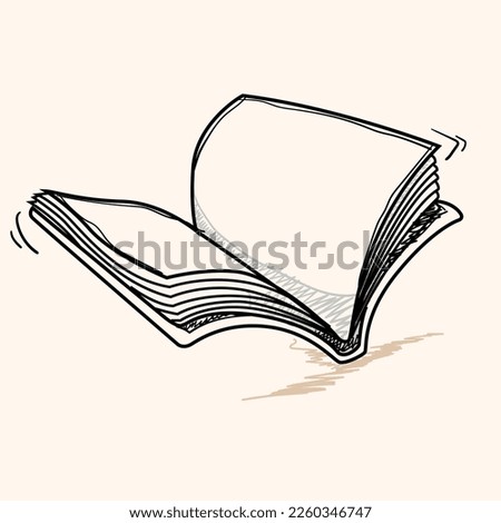 open book on white background, line drawing style, vector design