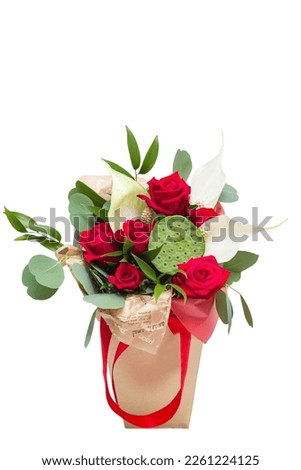 Flowers composition with bright roses