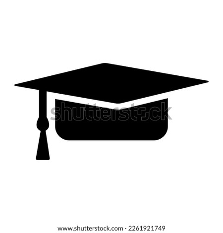 Students cap, Graduation Vector Graphics Solid Icon In Black Color.