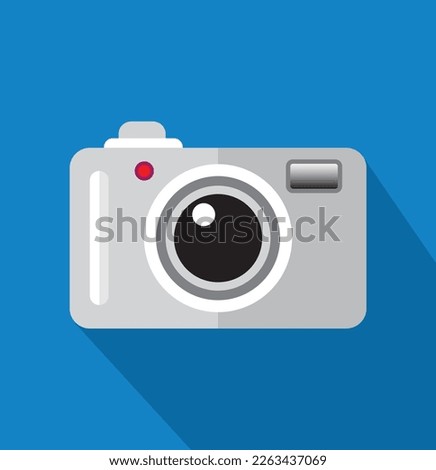 Camera flat icon Isolated on blue background 