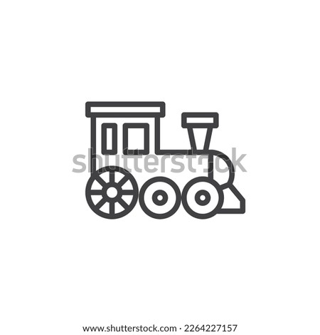 Train toy line icon. linear style sign for mobile concept and web design. Locomotive train outline vector icon. Symbol, logo illustration. Vector graphics