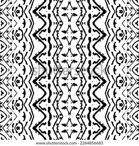 Seamless Stripe Ink Pattern. Ethnic Geo Print. Black Colour Dark Doodle Pattern. Simple Tribal Dyed Batik. Ethnic Ink Scribble Vector. Black Color African Pattern. Seamless Dark Watercolor Design