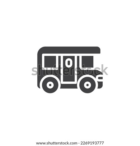 Camping trailer vector icon. filled flat sign for mobile concept and web design. Camper caravan glyph icon. Symbol, logo illustration. Vector graphics