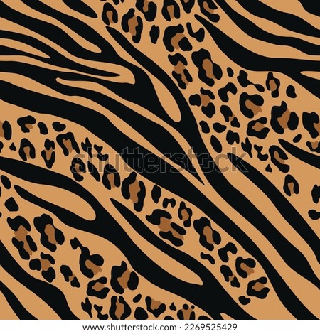 
Print zebra leopard mix pattern seamless animal print, trendy fabric texture. Stylish design.