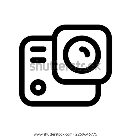 Editable vector action camera icon. Black, line style, transparent white background. Part of a big icon set family. Perfect for web and app interfaces, presentations, infographics, etc