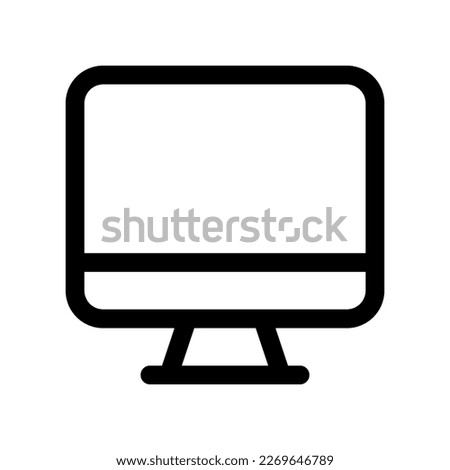 Editable vector blank desktop computer screen icon. Black, line style, transparent white background. Part of a big icon set family. Perfect for web and app interfaces, presentations, infographics, etc