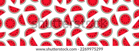 Watermelon seamless pattern. Summer berries repeated background Melon slices vector illustration. Fresh fruit texture for childish, girly clothes prints, textile and fabric designs ,wrapping paper