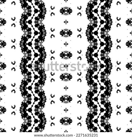 Abstract Ink Dark Print. Doodle Stripe Dark Pattern. Native Art Scribble Vector. Simple Tribal Ikat Batik. Black Color African Pattern. Black Colour Ink Doodle Texture. Seamless Art Ethnic Vector