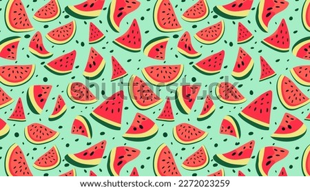 Seamless Watermelon Slice Pattern vector