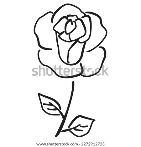 Rose flower icon, Vector hand drawn doodle illustration. 