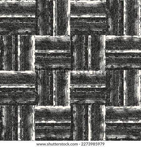 Charcoal Wood Grain Textured Checked Pattern