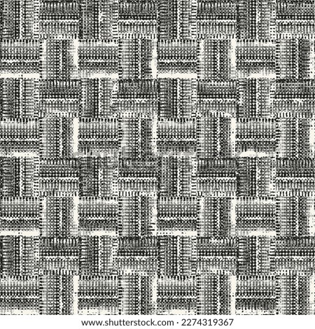 Charcoal Distressed Knit Textured Checked Pattern
