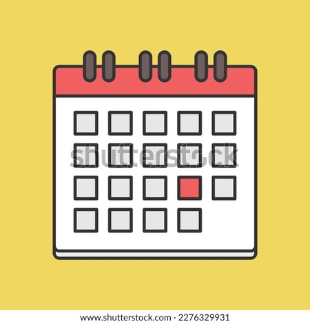 Calendar icon on yellow background. Vector illustrator.