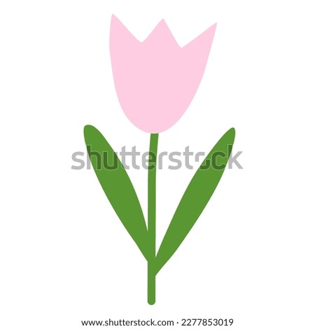 Simple tulip flower, spring design element, doodle style vector