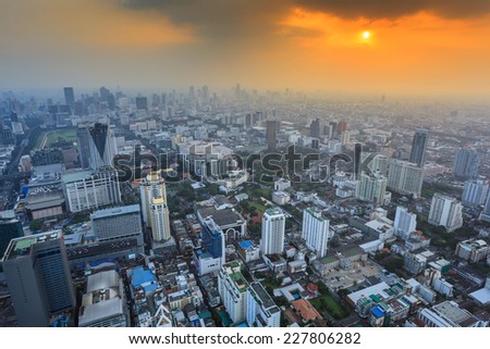 Bangkok city skyline when sunset