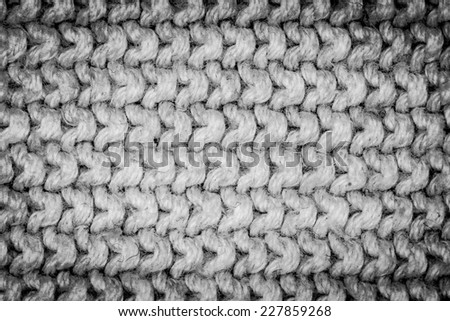 White grunge knitting wool texture closeup photo background.