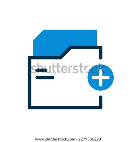 Add new document file to folder button concept illustration linear icon design editable vector eps10