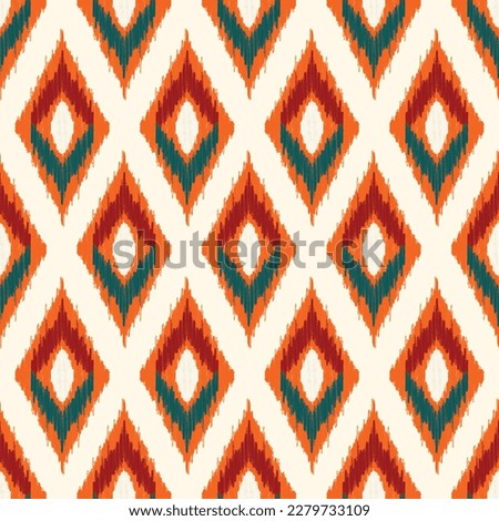 Abstract Ethnic ikat art. Seamless pattern in tribal, folk embroidery, and Mexican style. Aztec geometric art ornament print.Design for carpet, cover.wallpaper, wrapping, fabric, clothing