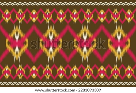 fabric ikat seamless pattern geometric ethnic traditional embroidery style.Design for background,carpet,mat,sarong,clothing,Vector illustration.